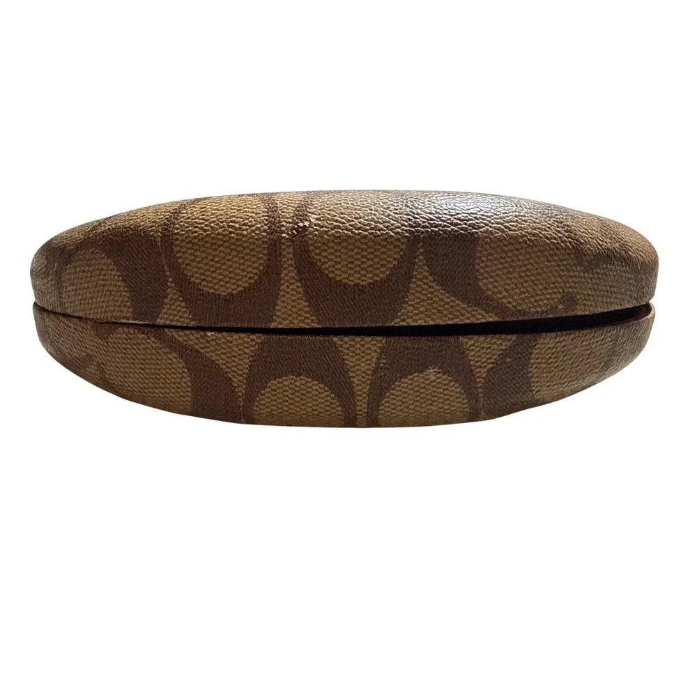 Coach Signature Monogram Brown‎ Tan Hard Eyeglass Sunglasses Case & New Cloth - Picture 4 of 5